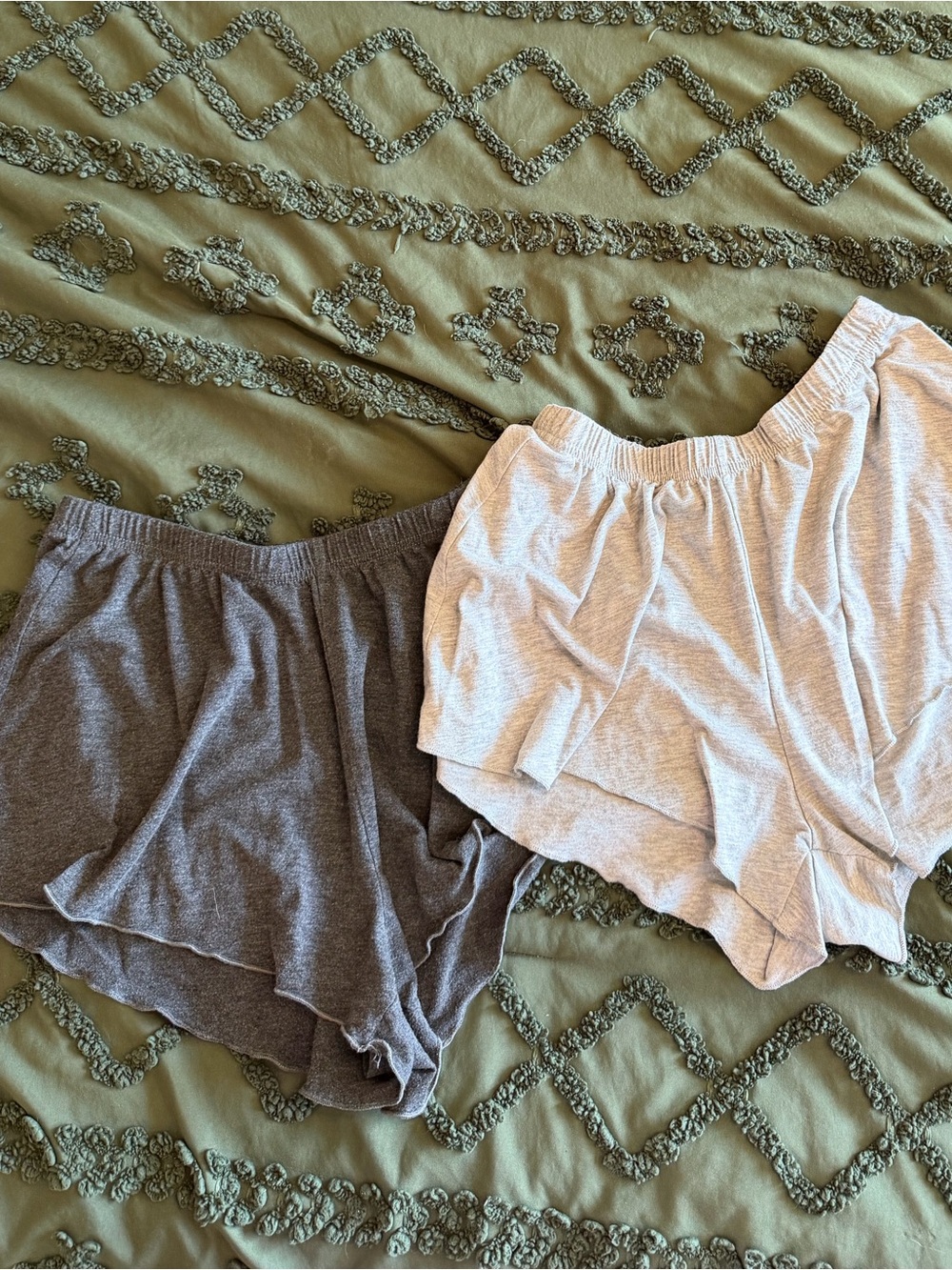Casual Soft Knit Lounge Shorts Duo - Gray & Light Gray